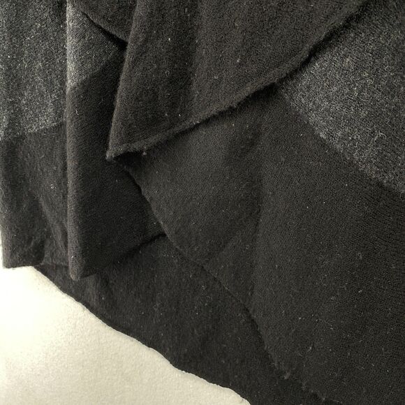 EILEEN FISHER Cardigan S Merino Wool Colorblock Shawl Pin Closure Gray Black - Picture 5 of 12